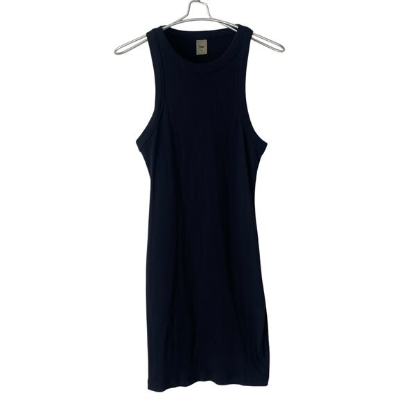 TNA Ribbed Black Juno Dress Fitted Short Size Medium - Picture 1 of 6